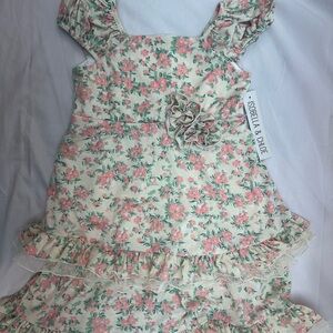 Isobella & Chloe Pink and Green Floral Dress 5 NWTS